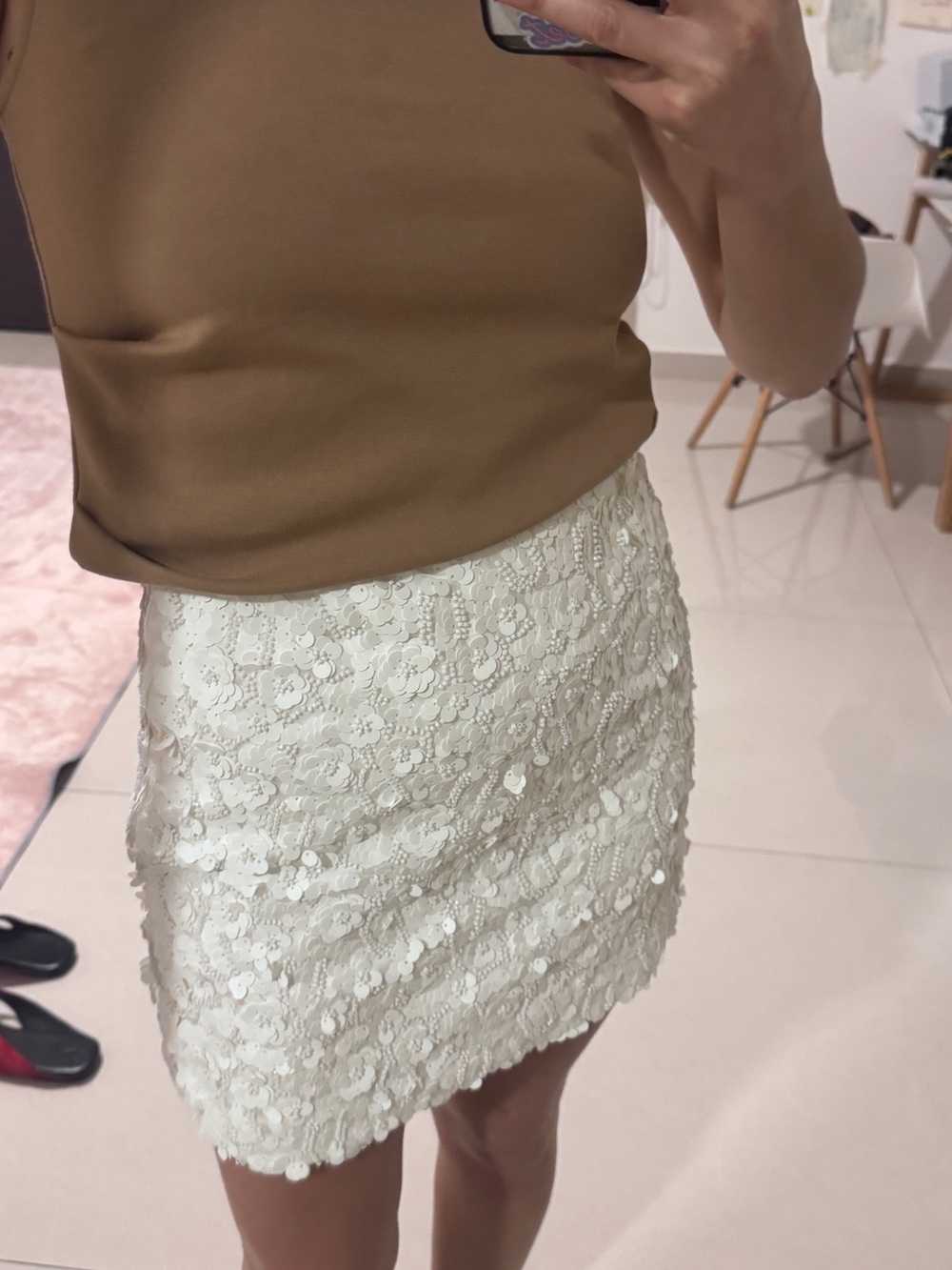 Zara Cream Lace Mini Skirt